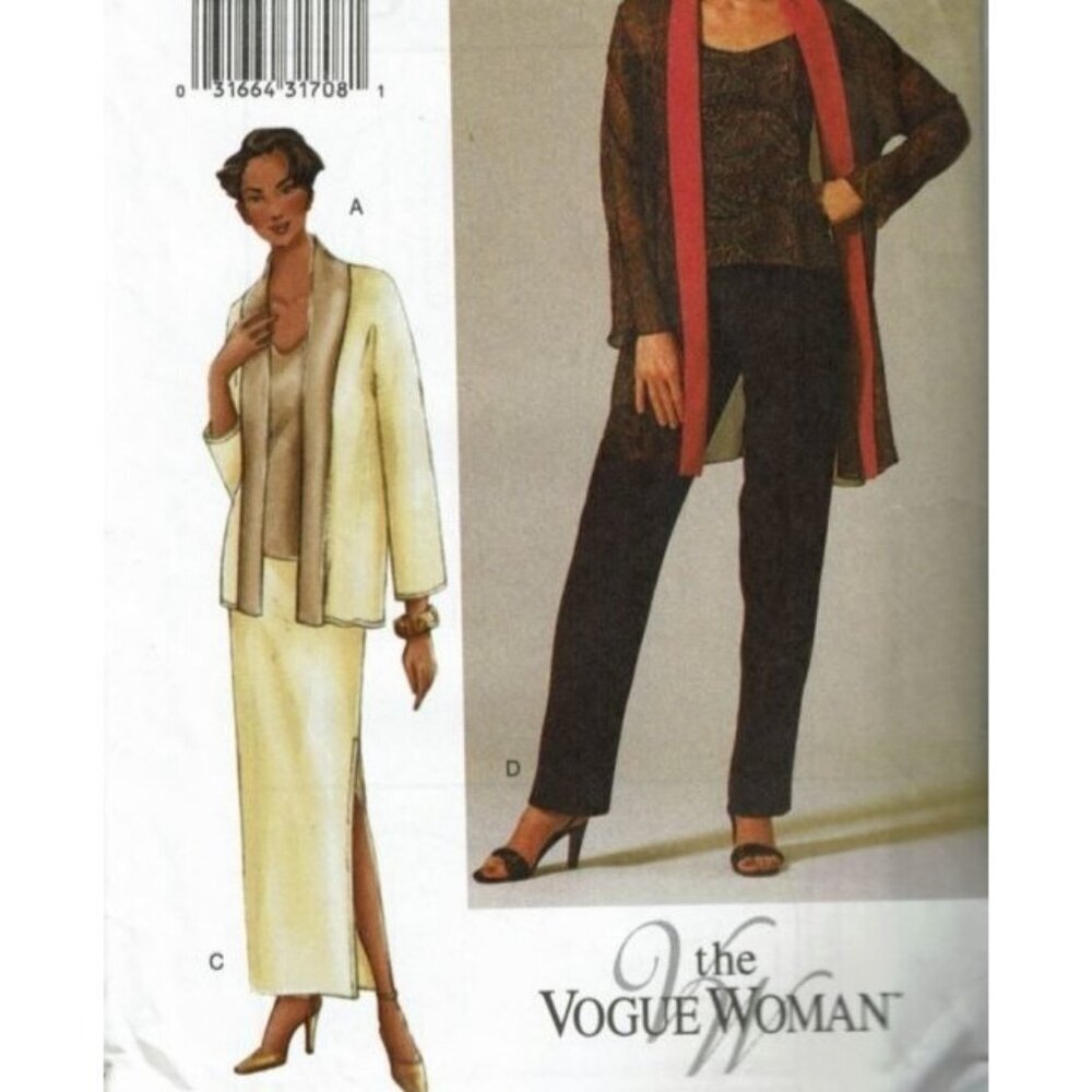 Vogue Sewing Pattern 7276 Jacket Camisole Skirt Pants Size 20-24